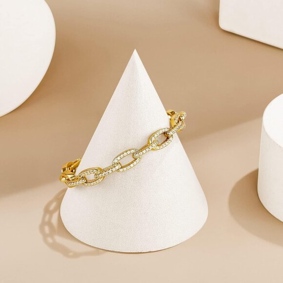 Gold Cuff Bangle Bracelets for Women, 14K Gold Plated Adjustable Open Cuff Brace - Picture 7 of 7